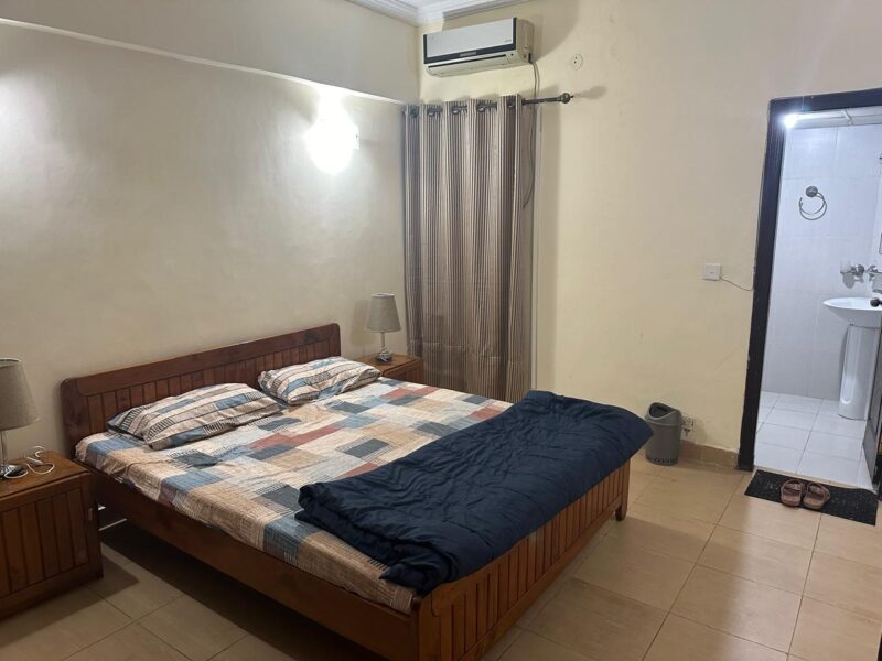 Fully furnished double bed flat ground floor available for rent in khudadad heights sector e11