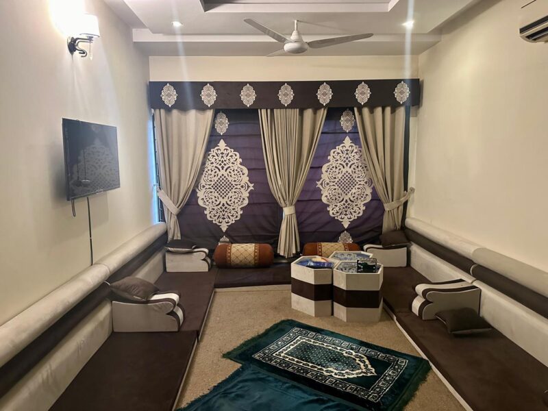 Fully furnished double bed flat ground floor available for rent in khudadad heights sector e11